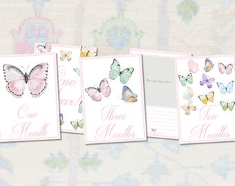 Baby Girl Milestone Cards for Photos | Butterfly Monthly Milestones