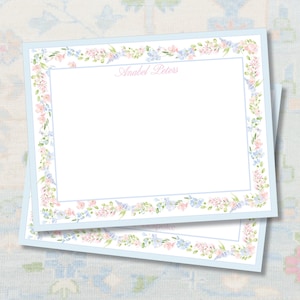 Personalized Floral Stationery | Grandmillennial Stationery | Watercolor Border