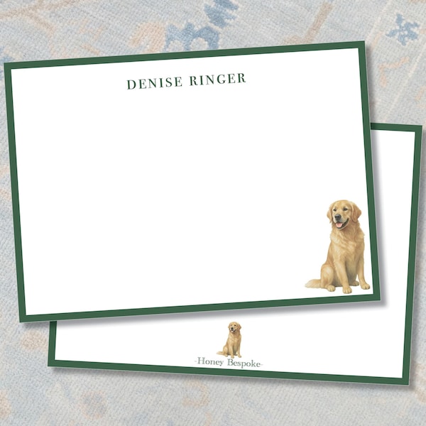 Personalized Golden Retriever  Stationery | Classic Men's Notecards