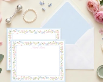 Personalized Floral Stationery | Grandmillennial Stationery | Watercolor Border