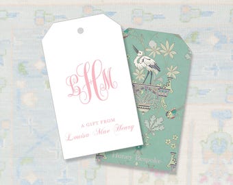 Personalized Monogram Gift Tags | Chinoiserie Enclosure Cards
