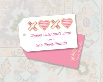 Valentines Cookies Treats Gift Tags / Valentines Cookies Tag / Preppy Valentines / Valentines Printable Tags / XOXO Valentines