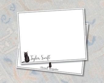 Personalized Watercolor Black Cat Stationery / Bombay Cat Stationery / Bombay Cat Notecards / Personalized Notecards / Thank you Notes