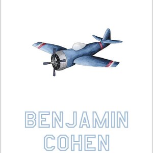 Watercolor Airplane Gift Tags | Personalized Plane Boy Favor Tag image 3