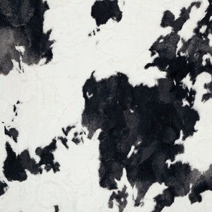 Bessie Calf Minky, Shannon Fabrics Luxe Cuddle® Calf in Bessie, Black and White Cow, Plush Fabric, Minky Fabric By The Yard