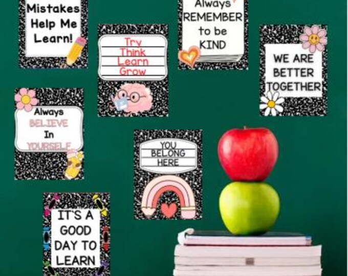 Cutesy Growth Mindset Posters, Printable Positive Self-talk for Kids ...