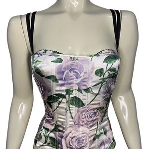 90s Dolce & Gabbana Floral Silk Boned Corset With Bra