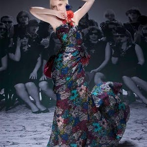 Lanvin by Alber Elbaz Strapless Floral Dress Gown