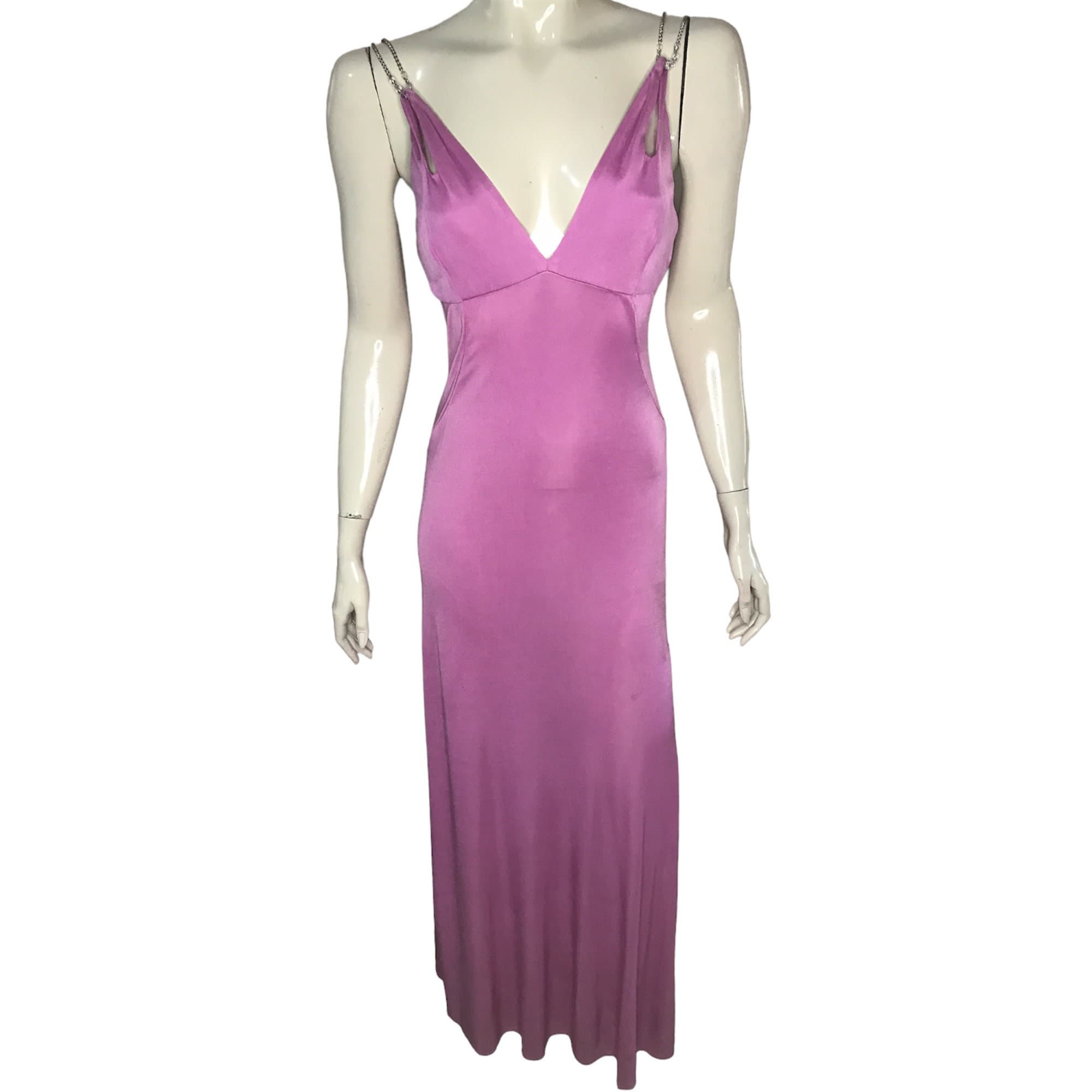 Versace Maxi Dress / Gown With Slit and Medusa Logo Chain