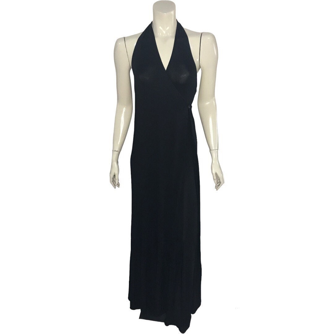 Gucci Halter Neck Wrap Gown With Asymmetrical Backless Detail and Side Slit - Etsy Gucci Halter Neck Wrap Gown With Asymmetrical Backless Detail and Side Slit - Etsy
