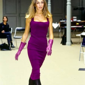 F/W 1992 Azzedine Alaia Runway Vintage Fitted Open Back Midi Dress