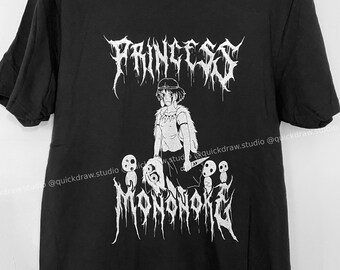 Black Metal Princess Mononoke Shirt - Heavy Death Metal Alternative Funny Studio Ghibli Merch
