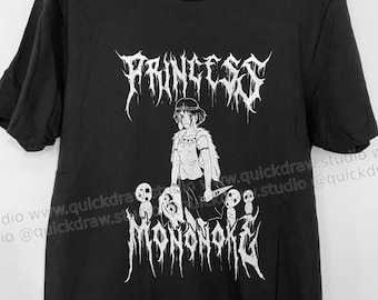 Black Metal Princess Mononoke Shirt - Heavy Death Metal Alternative Funny Studio Ghibli Merch