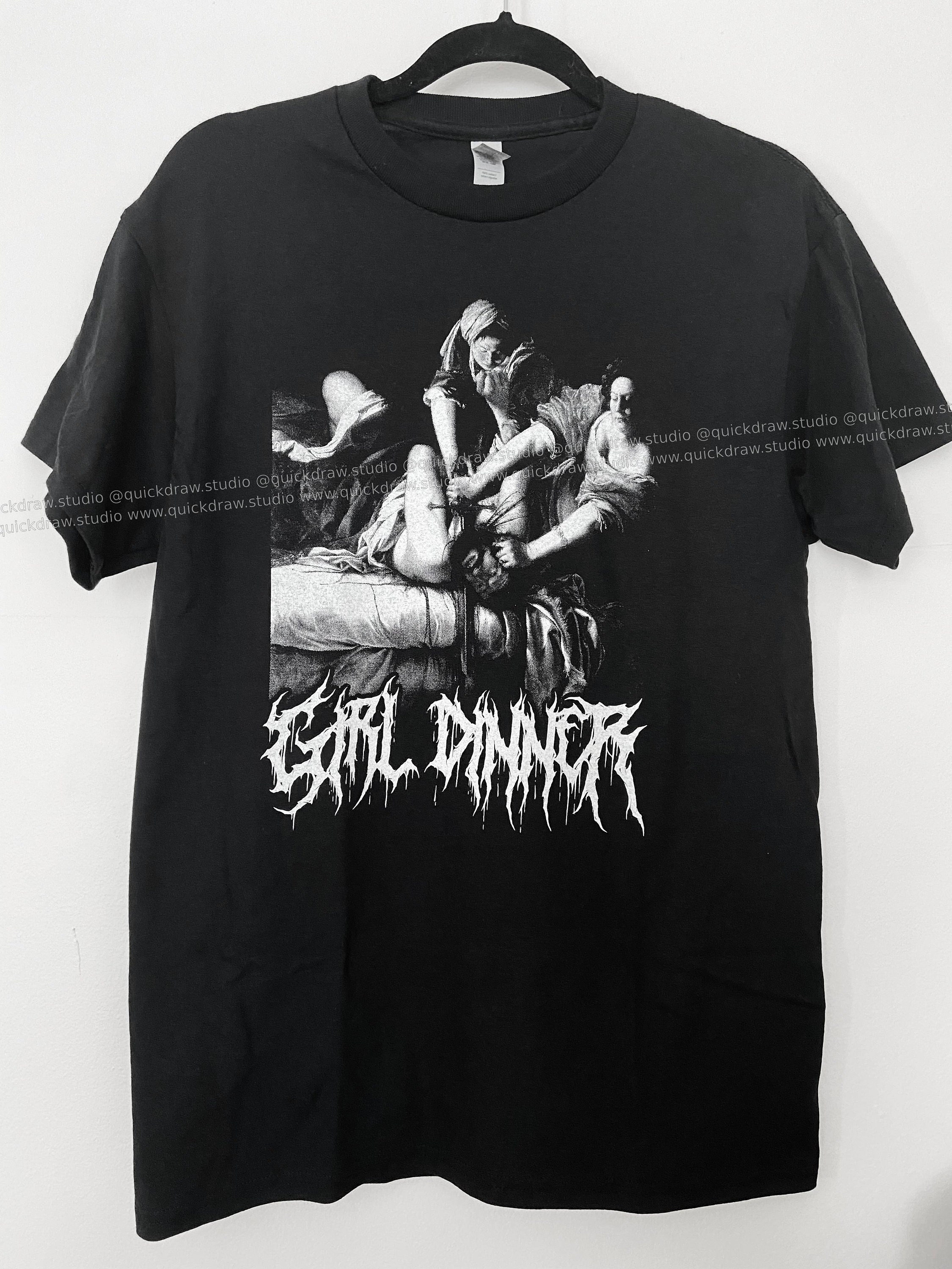 Black Metal Girl Dinner shirt - funny feminist baroque art history shirts, Judith Beheading Holofernes by Artemisia Gentileschi