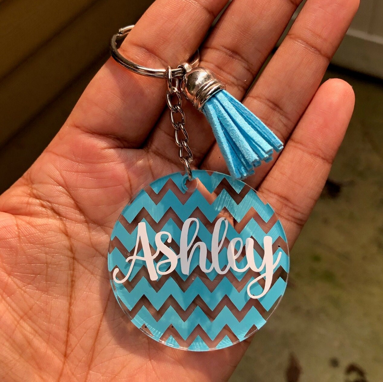 Customized Personalized Clear Acrylic Keychain With Tassel Etsy UK