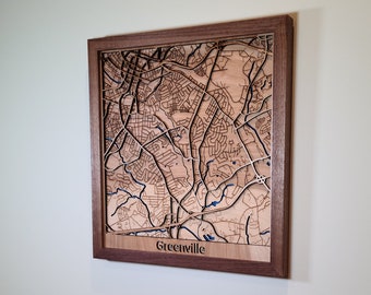 Custom Wood Map 5th Anniversary Gift