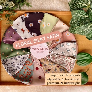 Silky Satin Face Mask | Soft Spring & Autumn Floral | Lightweight, Protective, Breathable, Adjustable, Reusable, Washable // Australia