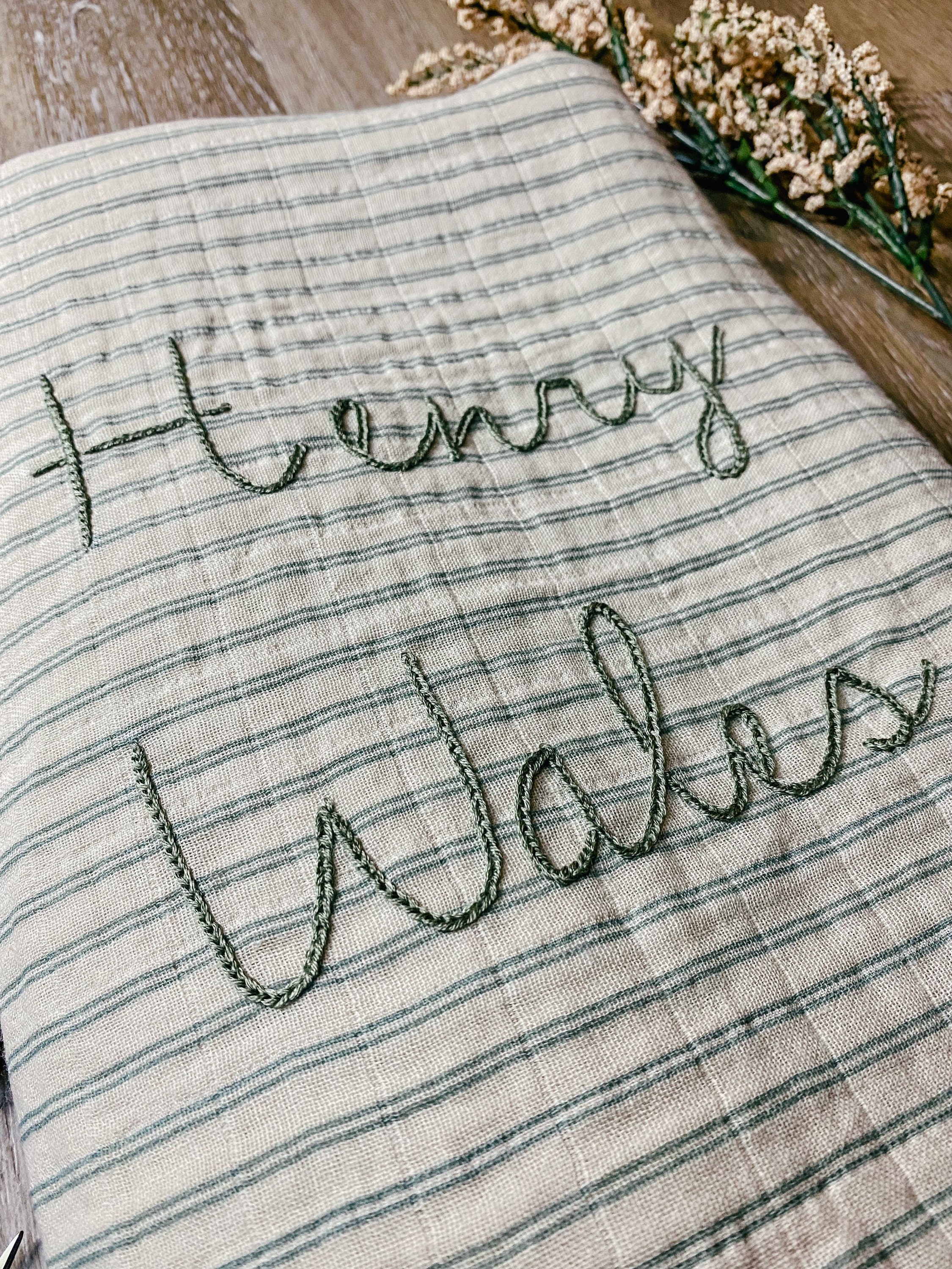 Personalized Hand Embroidered Baby Swaddle | organic cotton swaddle | baby gift | baby blanket | name announcement | newborn photos | muslin