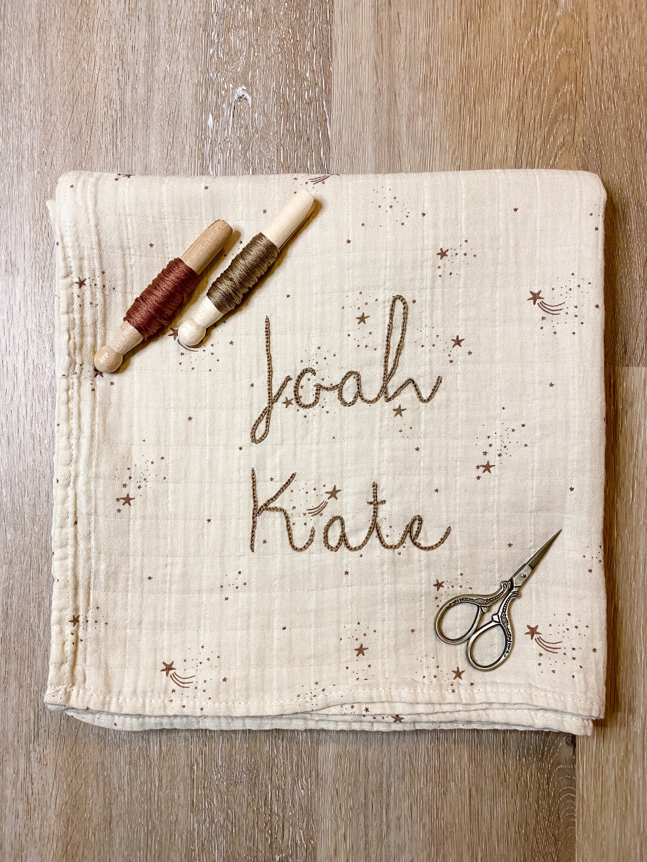 Personalized Hand Embroidered Baby Swaddle | organic cotton swaddle | baby gift | baby blanket | name announcement | newborn photos | muslin