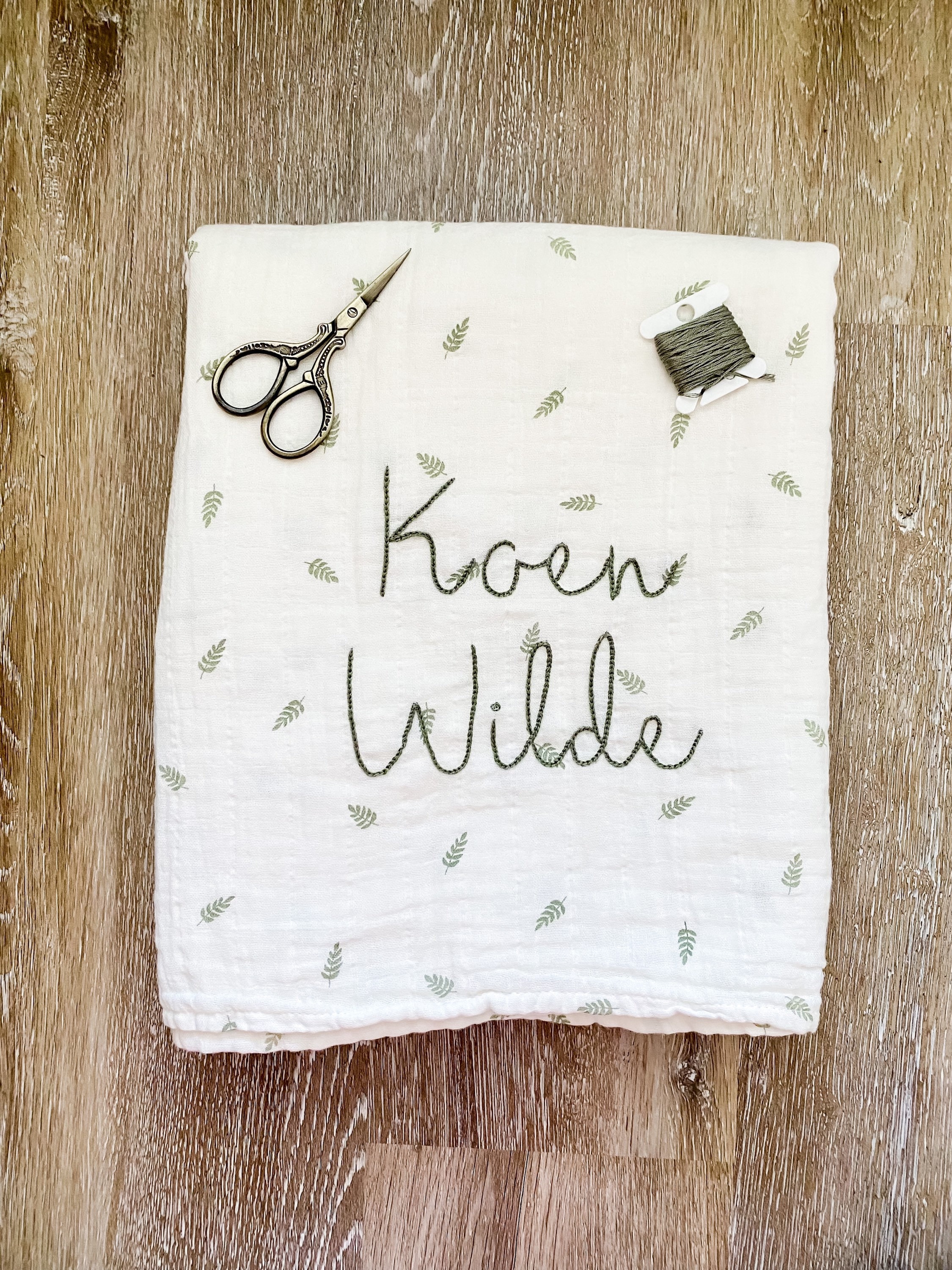 Personalized Hand Embroidered Baby Swaddle | organic cotton swaddle | baby gift | baby blanket | name announcement | newborn photos | muslin