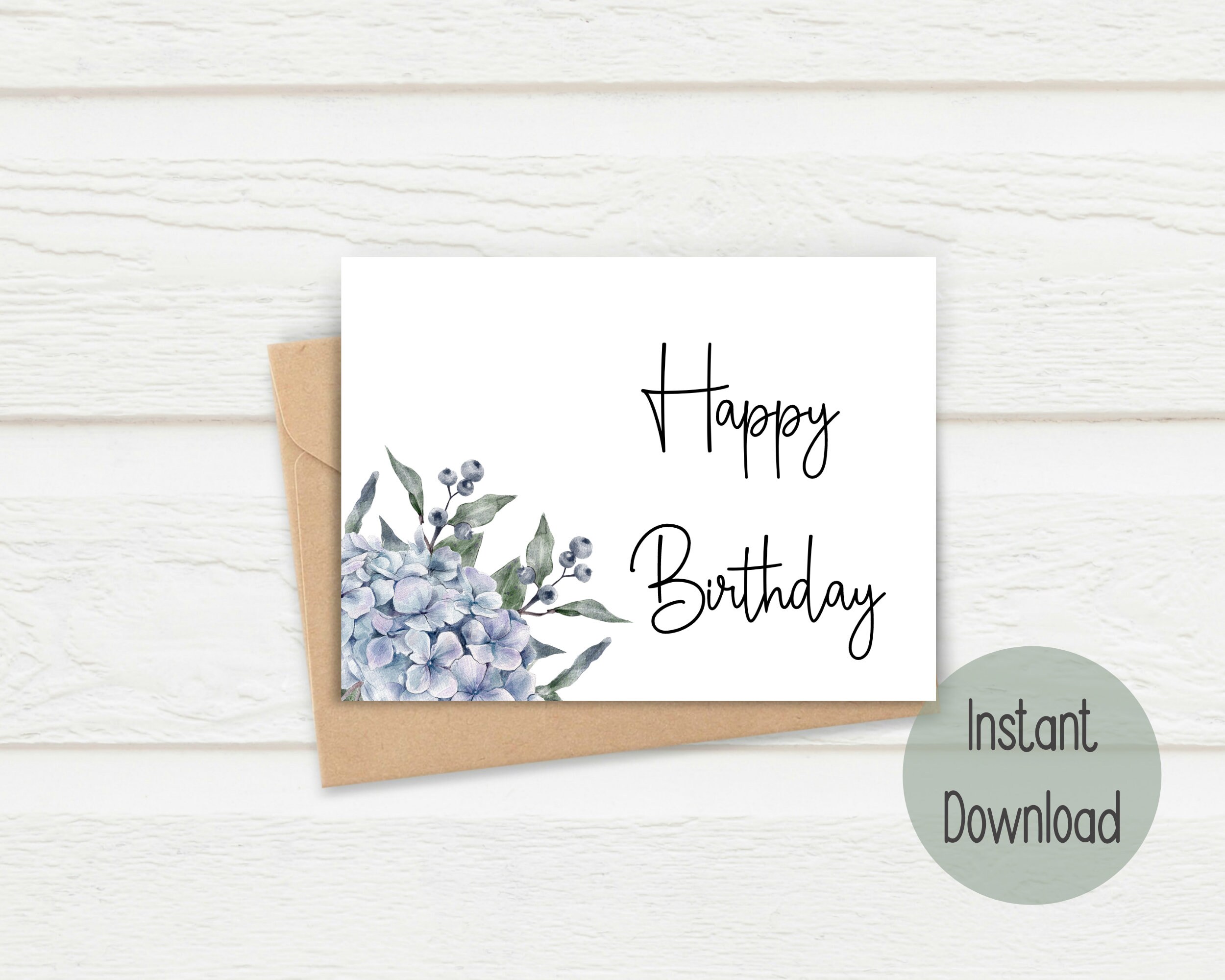 Hydrangea Flower Bouquet Happy Birthday Card Nature - Etsy