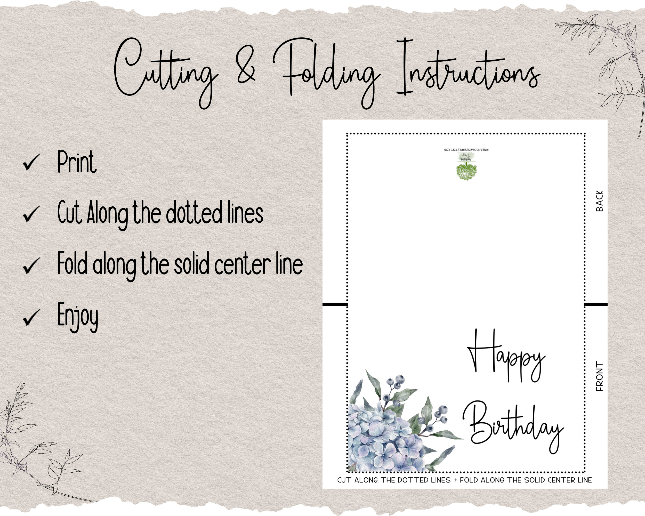 Hydrangea Flower Bouquet Happy Birthday Card Nature - Etsy