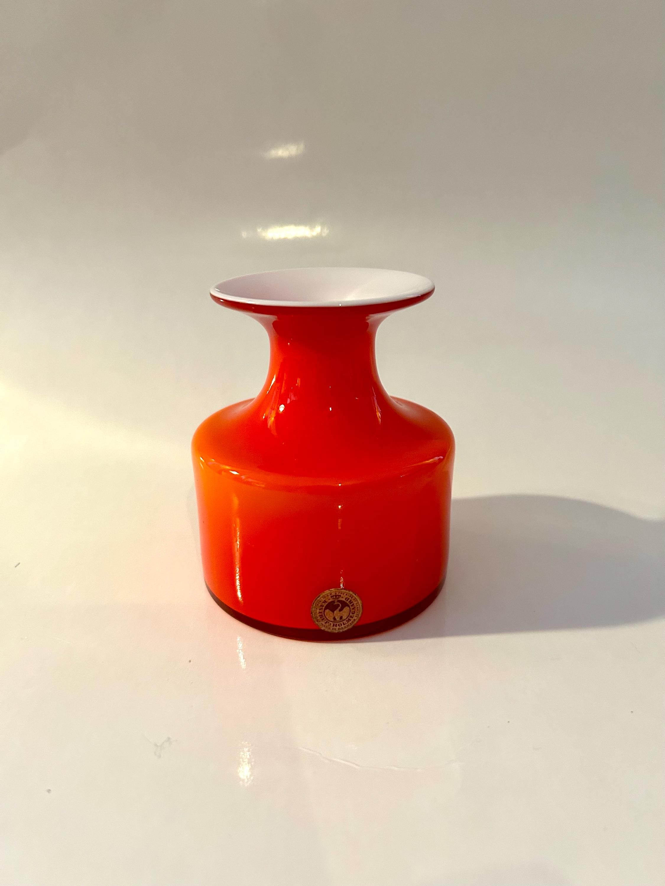 Vintage Holmegaard Carnaby Vase by Per Lütken – Danish Mid-Century Modern Cased Glass, 1960s Scandinavian Art Glass Decor