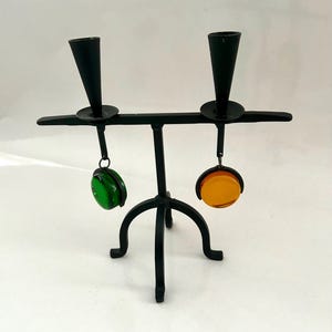Mid-Century Modern Gunnar Ander Wrought Iron & Glass Collectible - Ystad Metall Vintage Scandinavian Retro Art Decor