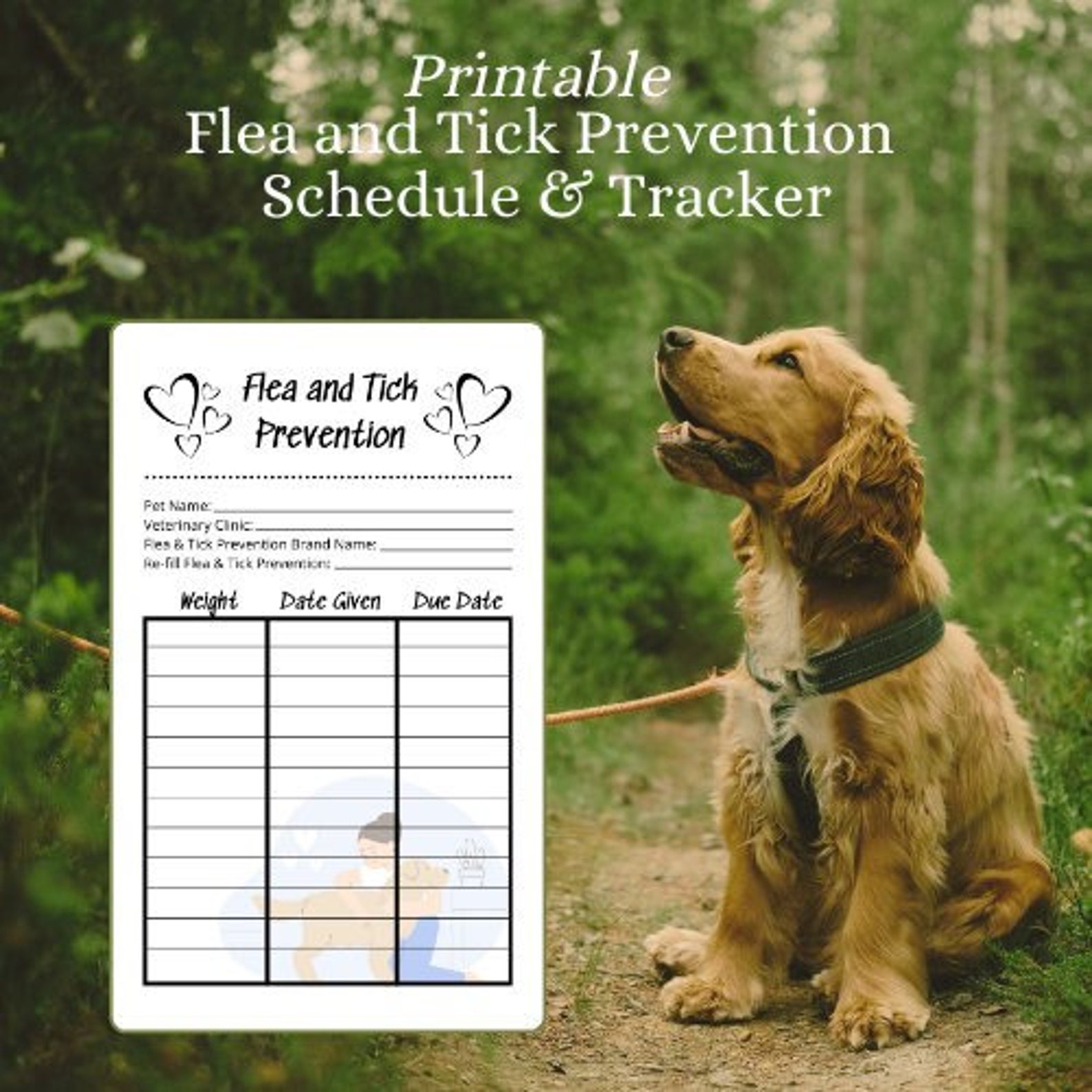 Dog/Puppy Flea and Tick Prevention Printable Tracker PDF Etsy