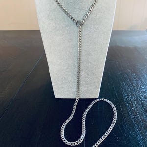 SLIDER / SLIP Collar Necklace All Stainless Steel Extra Long Fashion Necklace with Small Rings (emo goth punk alt sub choker)