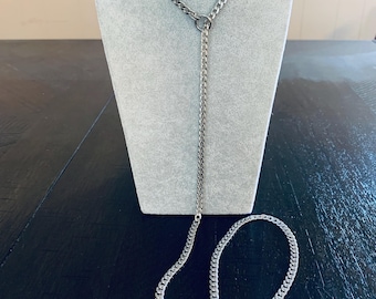 HUISVESTEN Kraag Lariat-ketting volledig roestvrij staal extra lange modieuze ketting met kleine ringen - emo goth punk alt sub choker