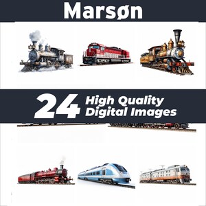 Tren, 24 IMÁGENES, Paquete PNG de tren de vapor, Archivo png de locomotora de vapor, Paquete de diseño de tren de vapor, Paquete png de tren antiguo, Imágenes prediseñadas png de tren moderno