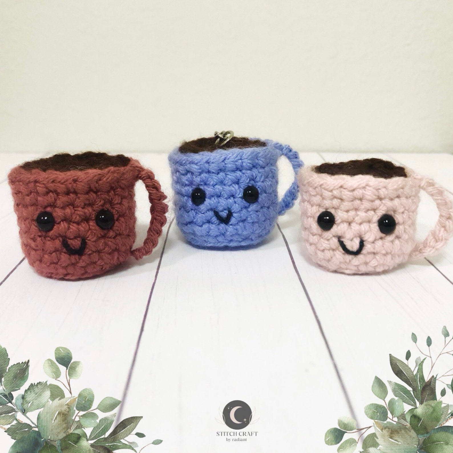 Coffee Cup Keychain Crochet Coffee keychain Coffee Mug Etsy