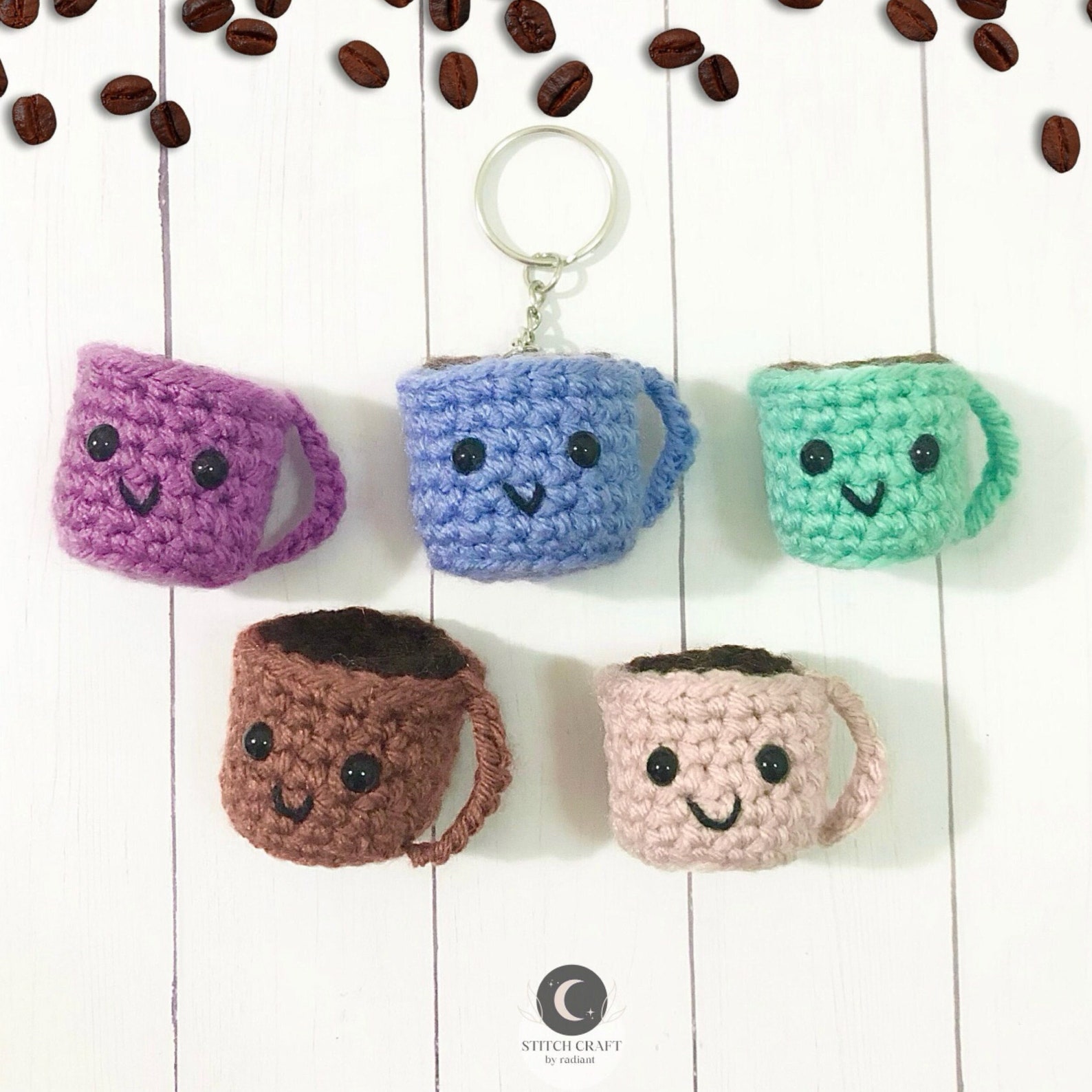 Coffee Cup Keychain Crochet Coffee keychain Coffee Mug Etsy