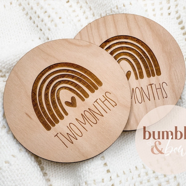 Baby Monthly Rainbow Milestone Wood Discs, Wooden Milestone Signs, Baby Shower Gift, Baby Monthly Milestone Markers