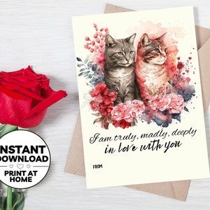 Printable Cat Valentine's Day Cards Digital Download - Etsy