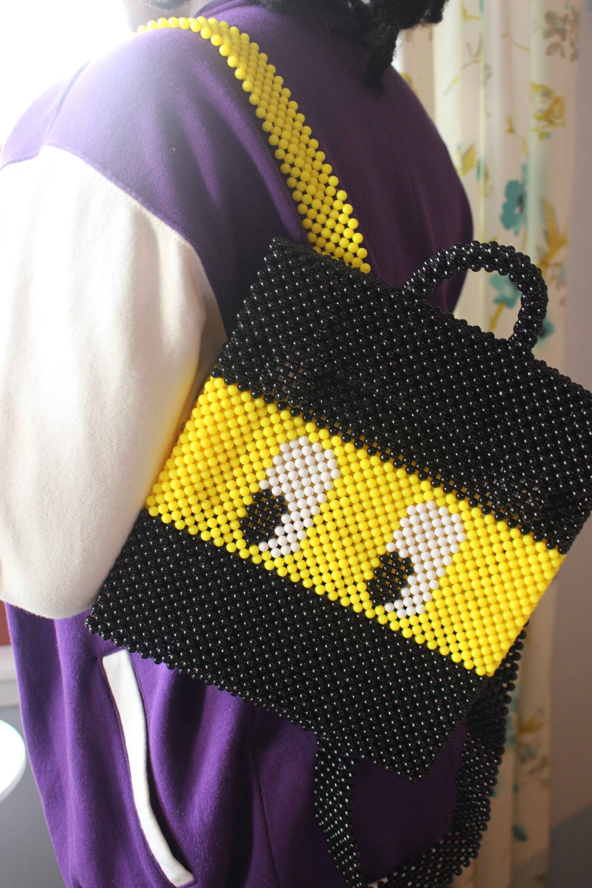NYSM Beaded Backpack Beady Eyes Handmade Beaded Bag Back to School School work Backpack Etsy