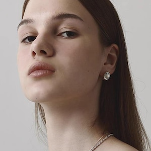Sculptural Sterling Silver Pearl Drop Earrings – Modern Minimalist Jewelry, Elegant Dangle Earrings for Women, Wedding Anniversary Gift