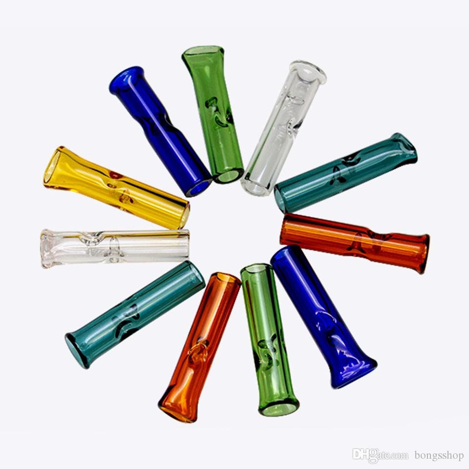 1 PC Pipes Glass Smoking Pipe Herb Filter Smoke Tip Colorful Glass