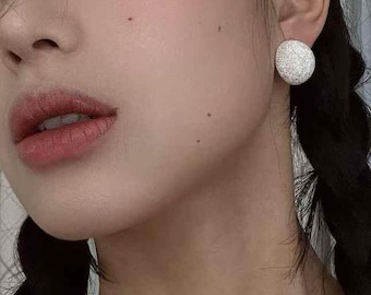 Textured Sterling Silver Stud Earrings – Minimalist Sculptural Jewelry, Modern Everyday Earrings for Women, Unique Handmade Gift Idea.