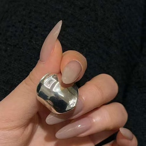 Sculptural Sterling Silver Dome Ring – Bold Minimalist Statement Jewelry, Modern Wide Band Ring for Women or Men, Unique Everyday Gift