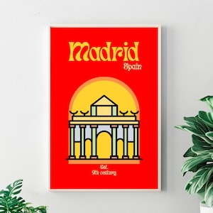 Madrid Travel Poster - Madrid Art Print Vintage Spain Poster Aesthetic Room Decor Wall Art Madrid Minimalistic Poster Retro Europe Travel