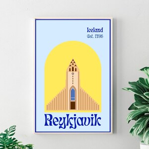 Reykjavik Travel Poster - Iceland Art Retro Poster Iceland Wall Art Iceland Print Reykjavik Poster Aesthetic Reykjavik Art Nordic Art Europe