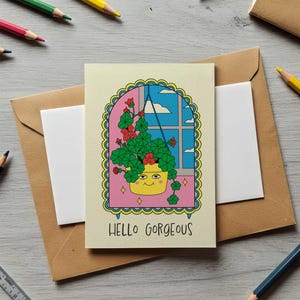 Empowerment Grußkarte - Hallo, wunderschöne Selbstliebe Karte für Sie, Positive Affirmation Karte, aufbauendes Geschenk für Freund oder Freundin