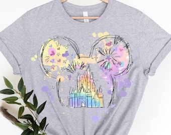 Castle Magic World Mouse Vacation, Disney Watercolor Castle Mickey T-Shirt, Fireworks Party Shirt, Disneyland Shirt, Disney Castle Shirt,