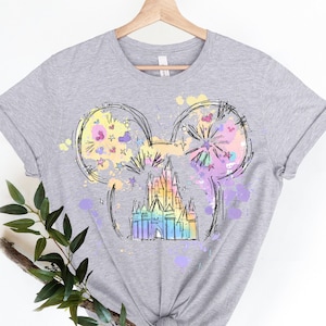 Castle Magic World Mouse Vacation, Disney Watercolor Castle Mickey T-Shirt, Fireworks Party Shirt, Disneyland Shirt, Disney Castle Shirt,