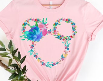 Disney Bohemian Floral Shirt, Disney Ears Shirt, Disneyworld Shirt, Disney World, Disney Floral Shirt, Mouse Flower Head, Garden Lover Shirt