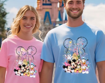 Disney Watercolor Castle Shirt, Mickey & Friends T-Shirt, Disney Characters, Minnie Ears Castle Shirt, Magic Kingdom,  Disney Family Shirt