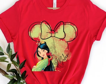 Mulan Watercolor Shirt, Mulan Disney Shirt, Disney Character Shirt, Princess Girl Shirt, Minnie Ears, Watercolor Princess, Disney Princess
