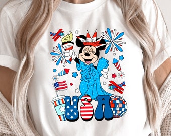 Minnie Happy 4th of July Shirt, American Flag, Disney Independence Day Shirt, USA Flag Disney Shirt, Disneyland Shirt, Red White and Blue